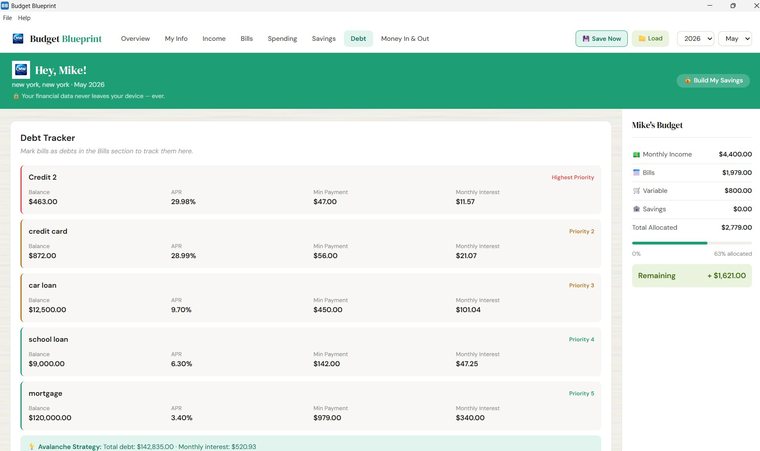 Debt tracker with payoff strategy